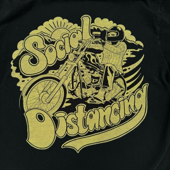 The Cycle Swap NorCal Motorcycle Social Distancing Black T-shirt Women's size S - Picture 8 of 9